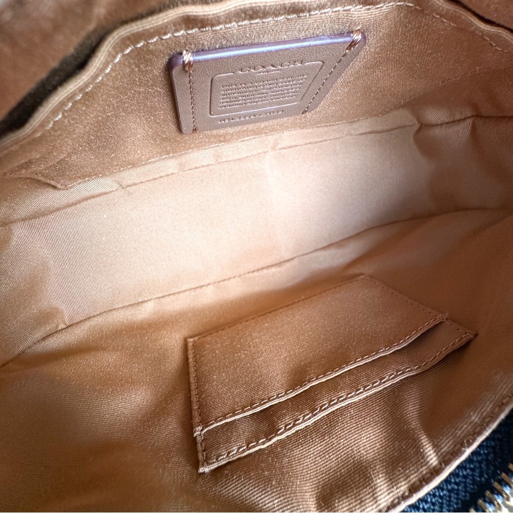 Coach Teri Shoulder Bag Signature Chambray Leather Trim - Picture 15 of 16
